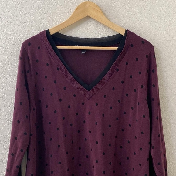 Lane Bryant Sweater Size 22/24 or 3X Dark Plum Purple Polka Dot - Picture 2 of 4